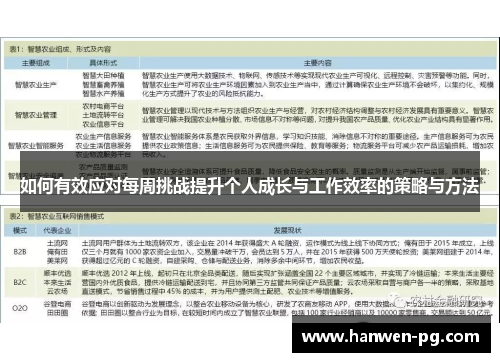 如何有效应对每周挑战提升个人成长与工作效率的策略与方法